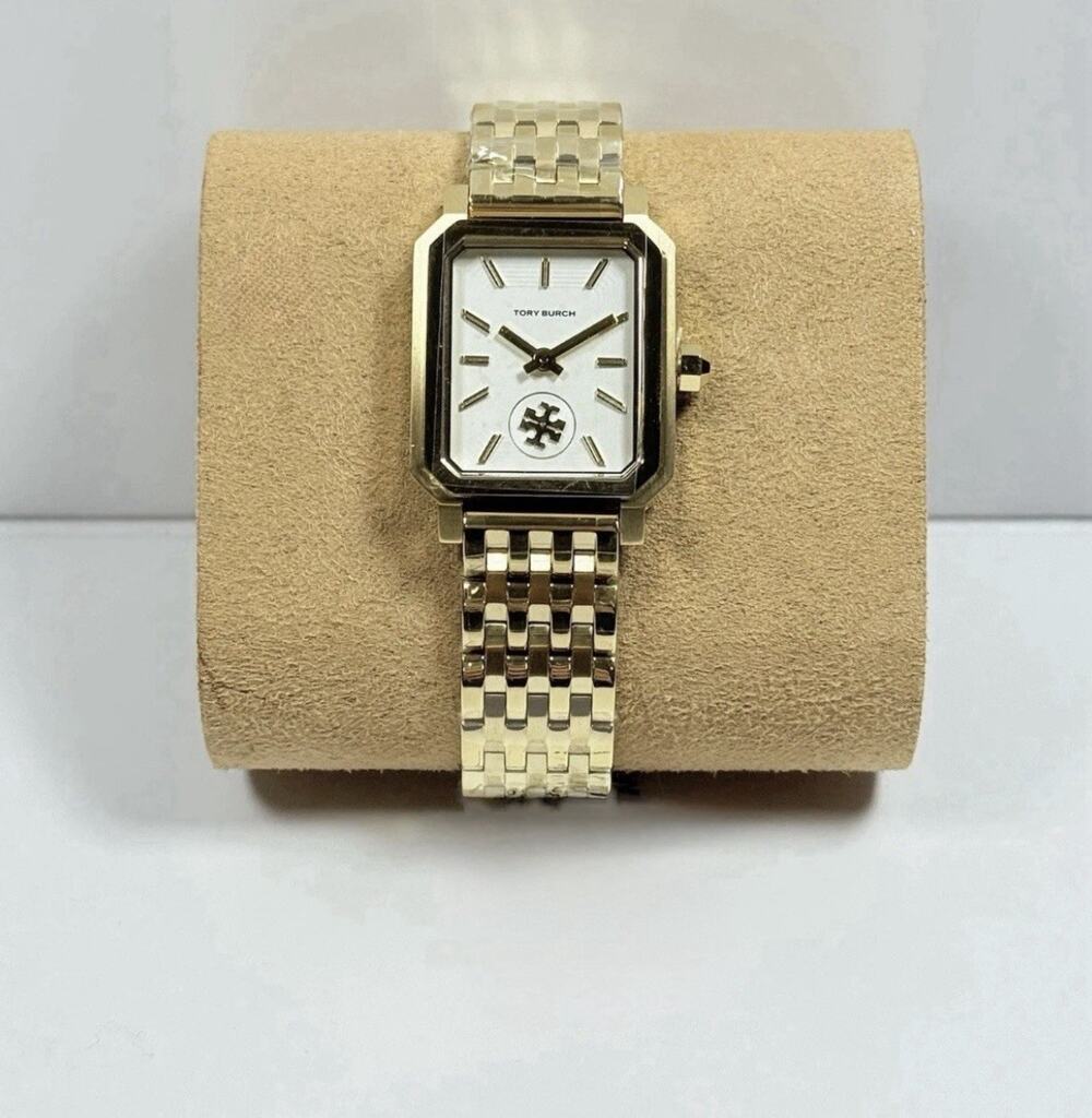 Tory Burch TBW1500 White Rectangular Dial, Gold Stainless Steel Women’s Watch